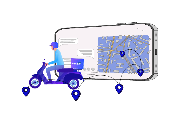 Delivery rider navigating a city for hyperlocal delivery