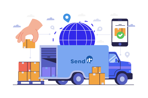 A Sendit delivery truck ready for on-demand booking